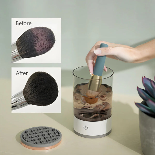 Makeup brush cleaning device